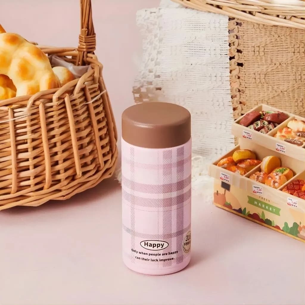 مینی فلاسک استیل Diyi طرح Happy گنجایش 200ml — تصویر ۳