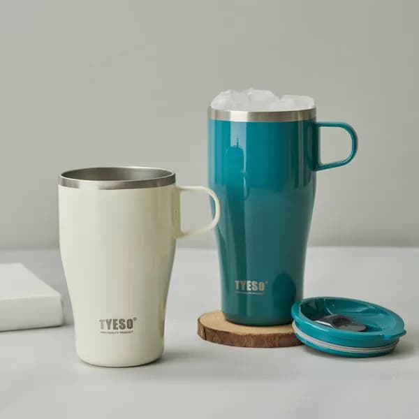 ماگ قهوه استیل دوجداره TYESO درب دار 500ml — تصویر ۷