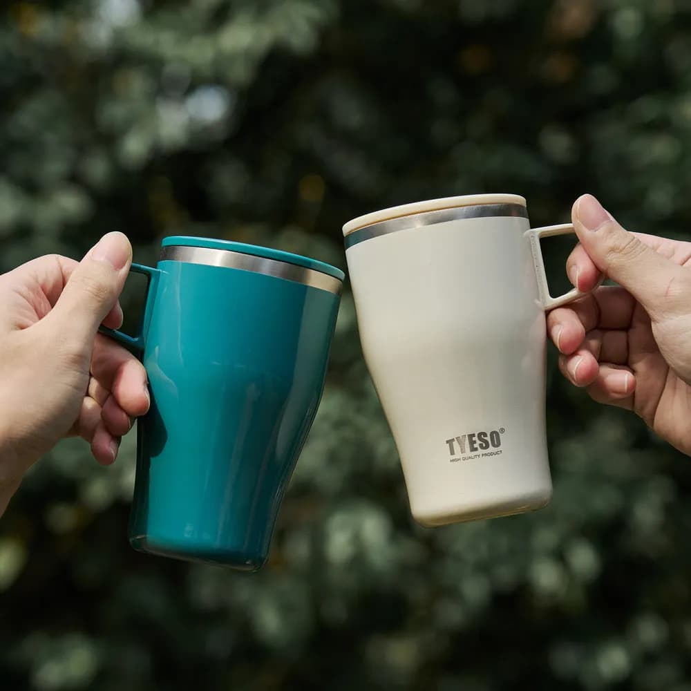 ماگ قهوه استیل دوجداره TYESO درب دار 400ml — تصویر ۷