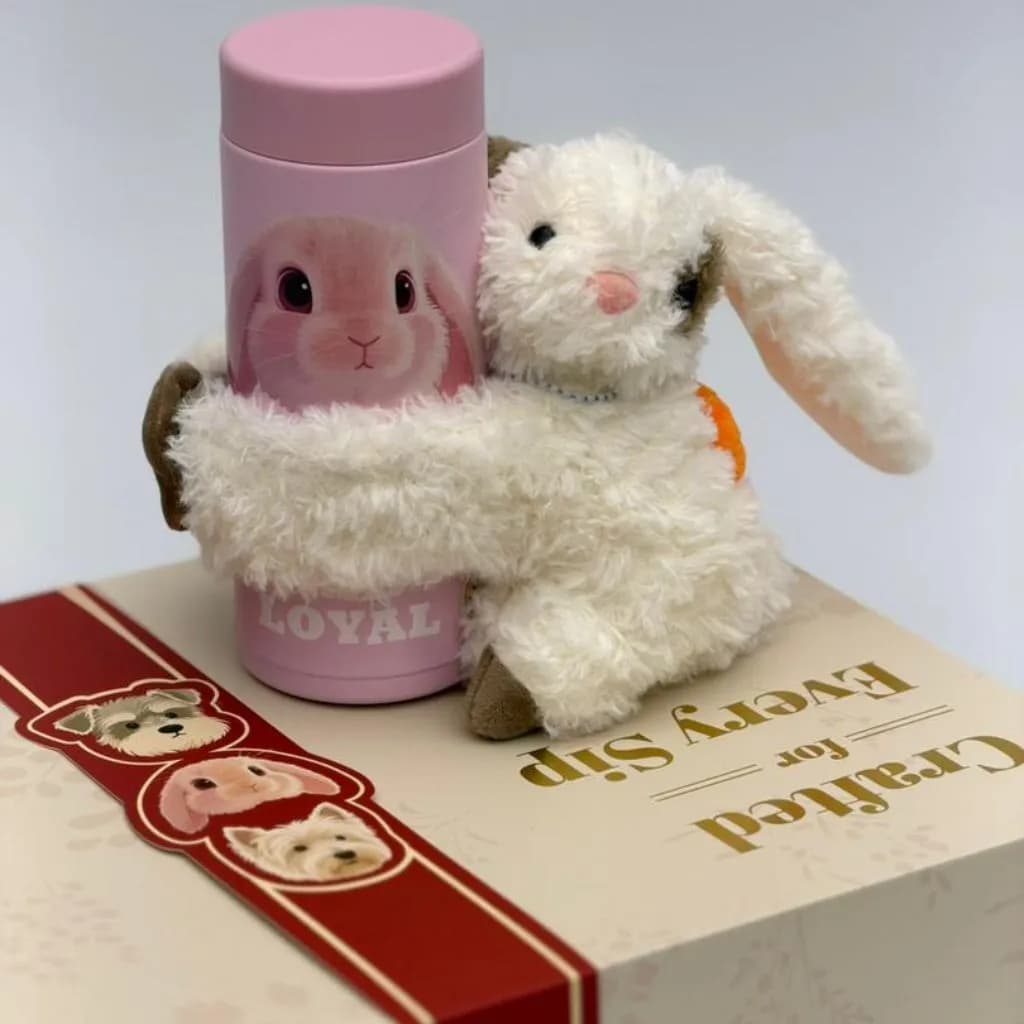 پک هدیه لاکچری تراول ماگ و عروسک LOVE TEDDY برند DIYI — تصویر ۴