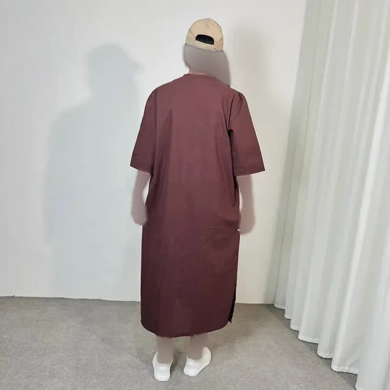 مانتو کفتان لینن بلند سایز بزرگ — تصویر ۴