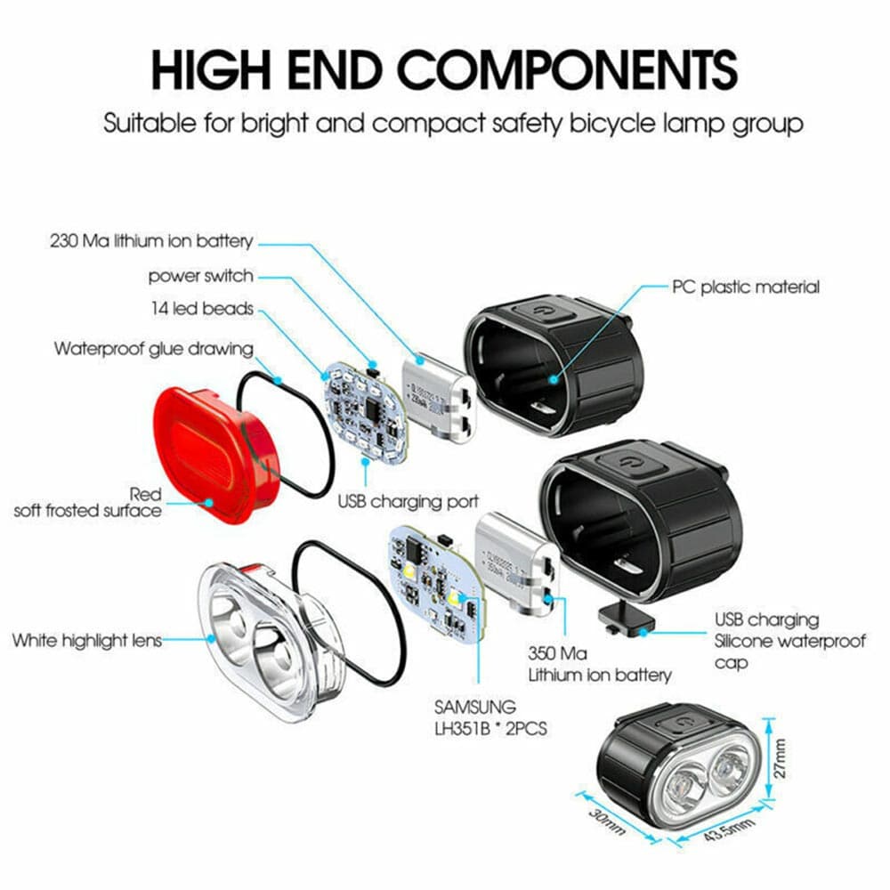 چراغ جلو و عقب شارژی دوچرخه BIKE TAIL LIGHT 078 — تصویر ۷