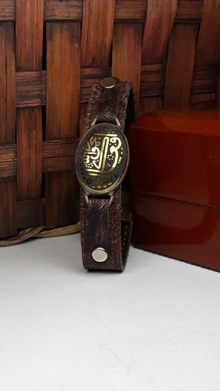 دستبند چرمی مردانه حدید خطی کد 216