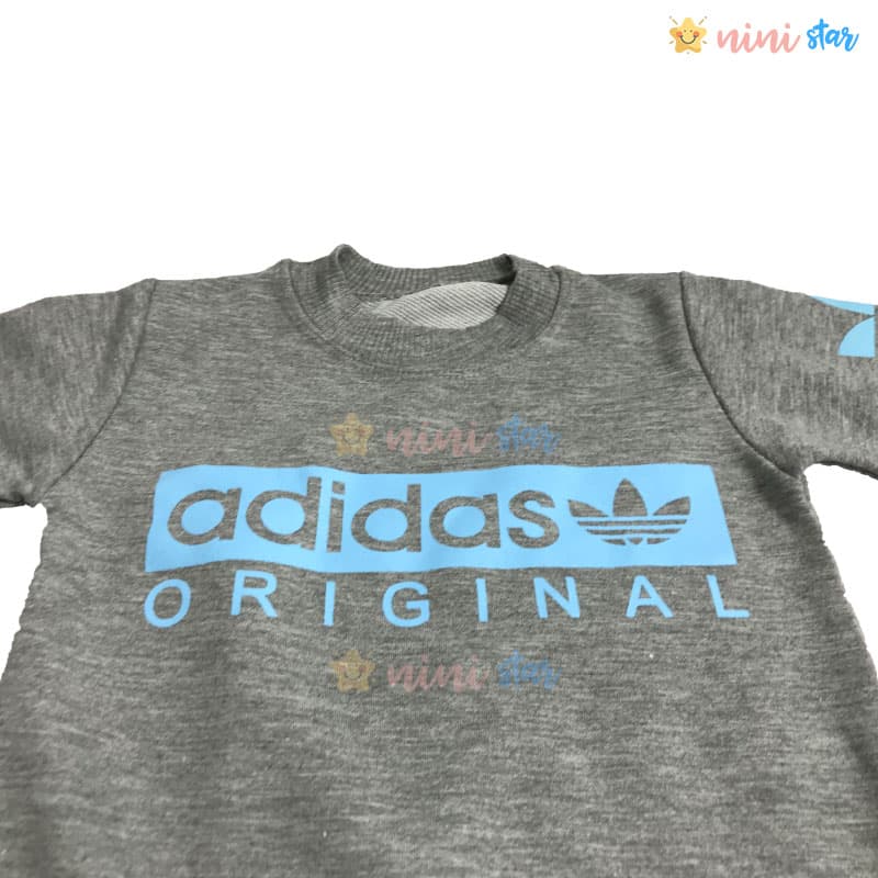 بلوز adidas پسرانه خاکستری تیره — تصویر ۲