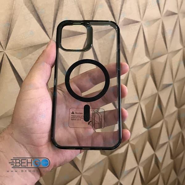 کاور گوشی آیفون مدل پشت شفاف دوررنگی مگ سیف دار iphone 12 pro max — تصویر ۳