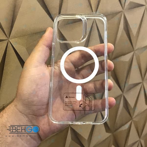 کاور گوشی آیفون مدل پشت شفاف دوررنگی مگ سیف دار iphone 15 pro max — تصویر ۲