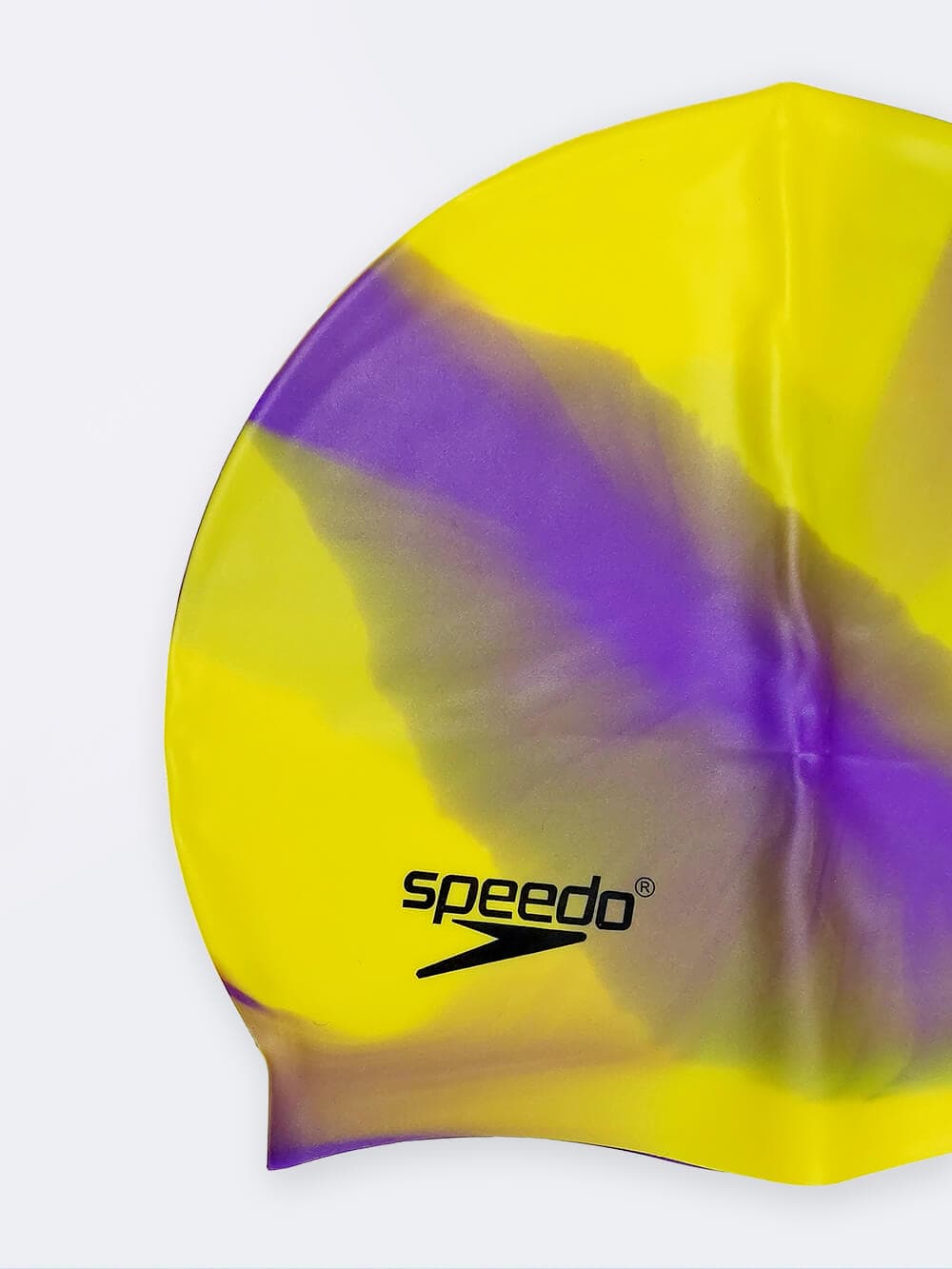 کلاه استخر طرح آبرنگ به رنگ زرد و بنفش اسپیدو ( Speedo ) زنانه و مردانه — تصویر ۳