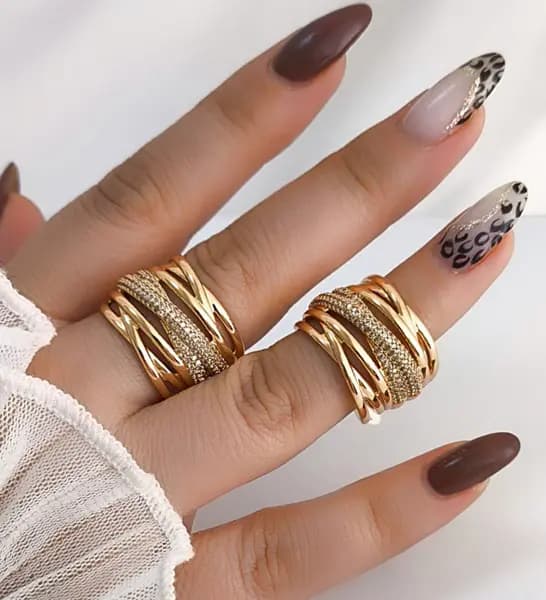 انگشتر چند لاین نگین مورب ژوپینگ