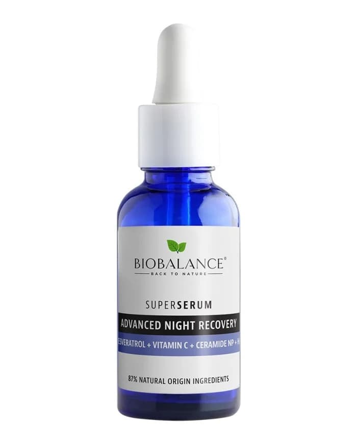 سوپر سرم شب بازسازی کننده بایوبالانس 30 میل BioBalance Super Serum Advanced Night Recovery (Resveratrol + Vitamin C + Ceramide NP)