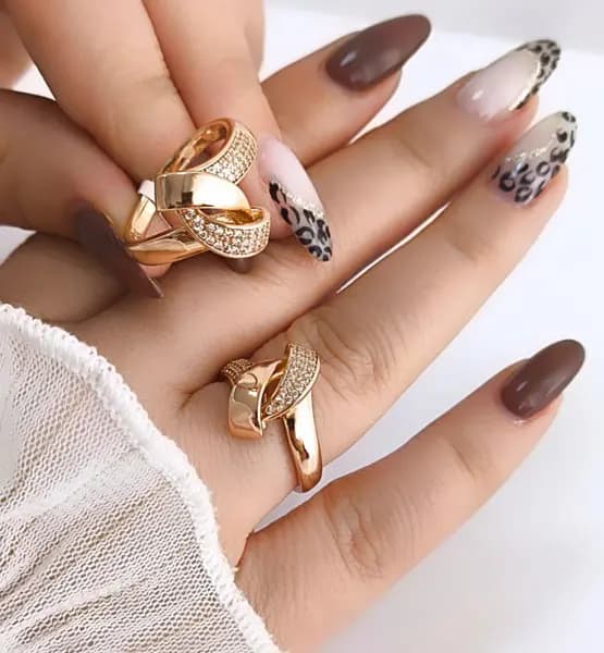 انگشتر گره نگین دار آینه ای طرح طلا ژوپینگ