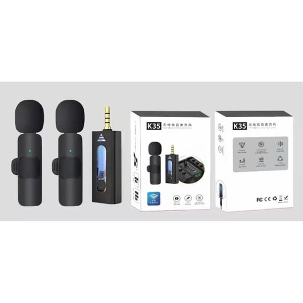 ست میکروفن یقه ای بیسیم مدل K35 DUAL 3.5mm اصلی دو کاربره — تصویر ۳