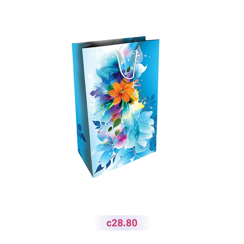 پاکت کادو با طرح گل رنگی آبی (سری 80)