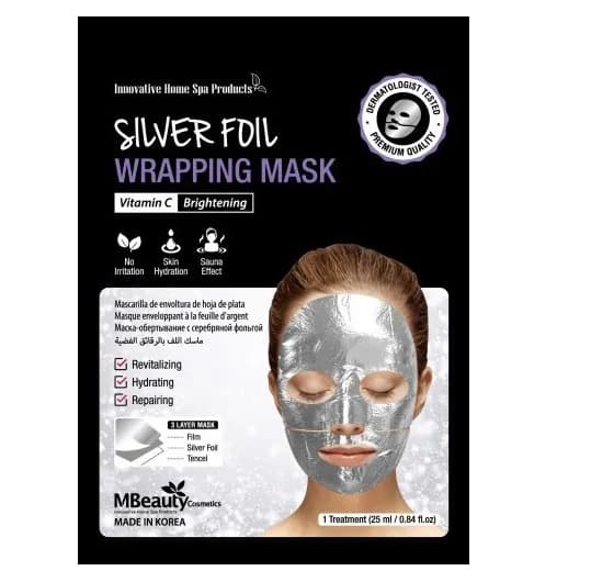 ماسک صورت ورقه ای MBeauty مدل Silver Foil فویل نقره ای بسته 3 عددی — تصویر ۲