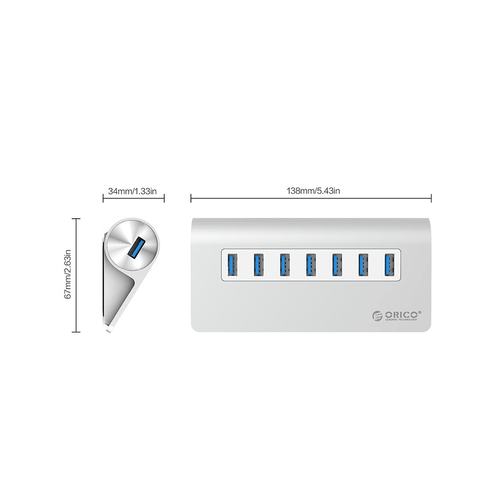 هاب 7 پورت اوریکو ORICO M3H7-V1 Port USB3.0 HUB — تصویر ۳