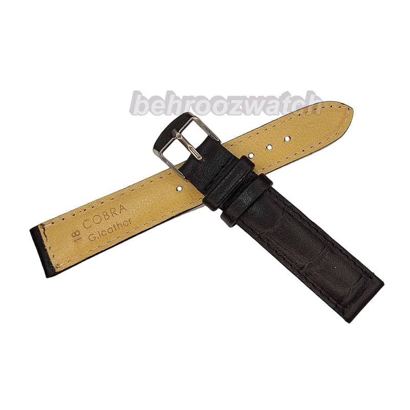بند ساعت مچی چرم کبرا (HECTO) طرح دار مشکی 18 — تصویر ۶