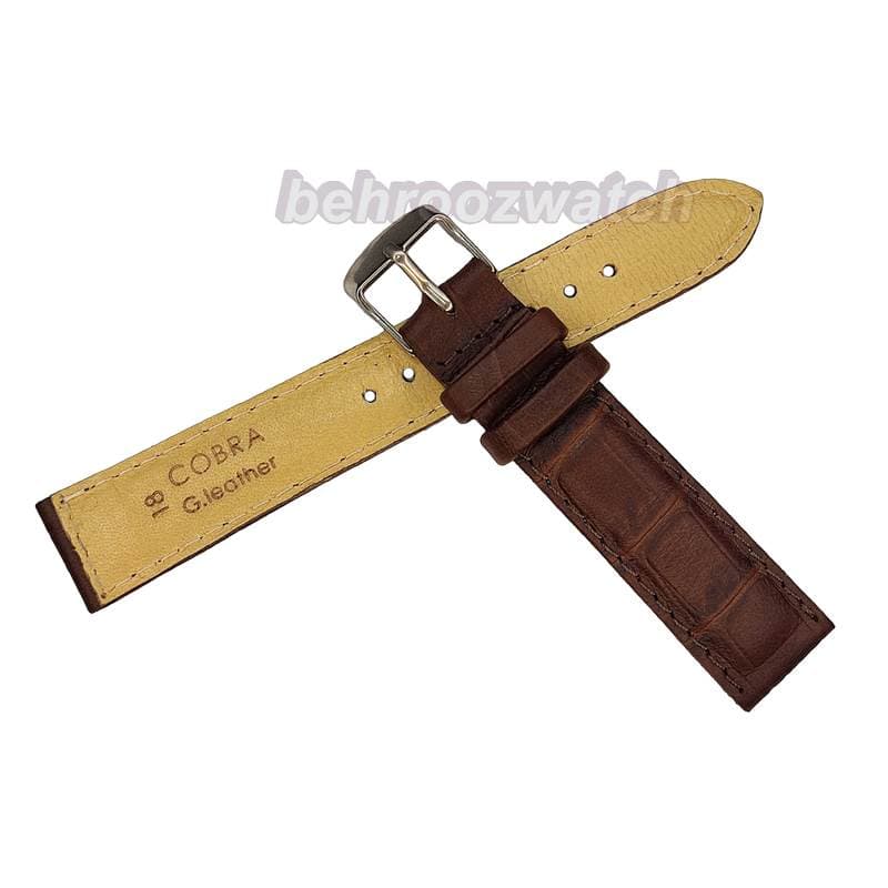 بند ساعت مچی چرم کبرا (HECTO) طرح دار کاکائویی 18 — تصویر ۶