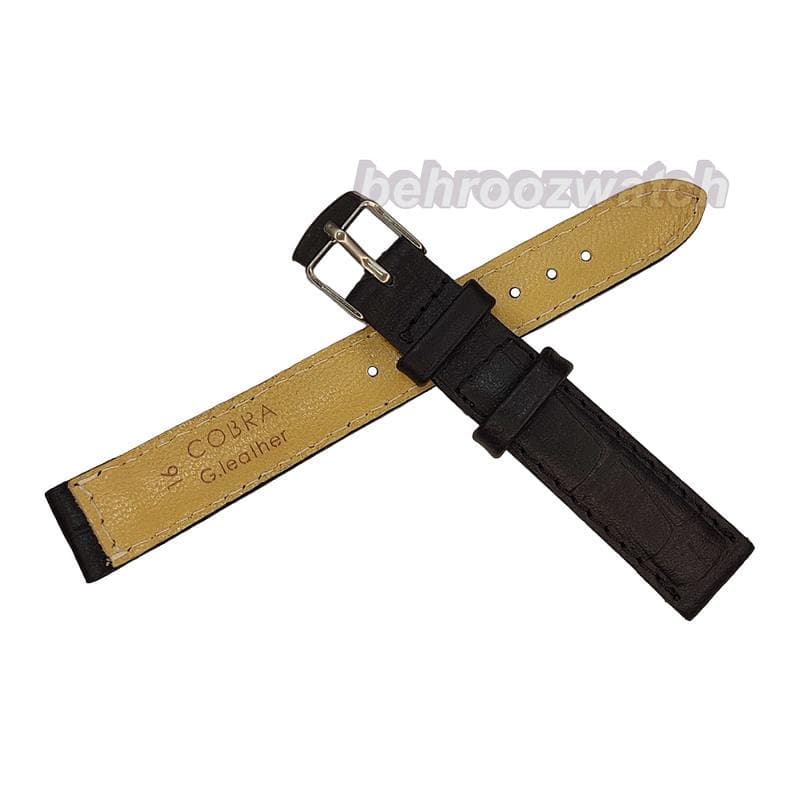 بند ساعت مچی زنانه چرم کبرا (HECTO) طرح دار مشکی 16 — تصویر ۵