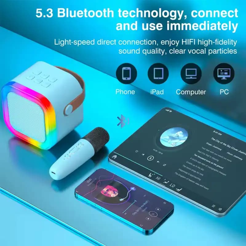 اسپیکر بلوتوثی میکروفون دار قابل حمل مدل RGB-Party کد610 — تصویر ۳