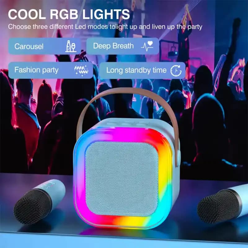 اسپیکر بلوتوثی میکروفون دار قابل حمل مدل RGB-Party کد610 — تصویر ۴
