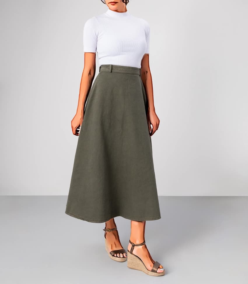 دامن تک دکمه