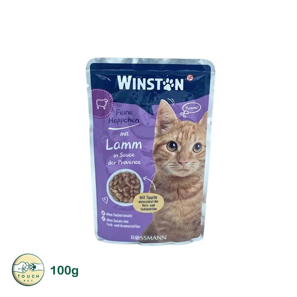پوچ گربه وینستون با طعم گوشت بره در سس Pouch with Lamb in Sauce وزن 100 گرم