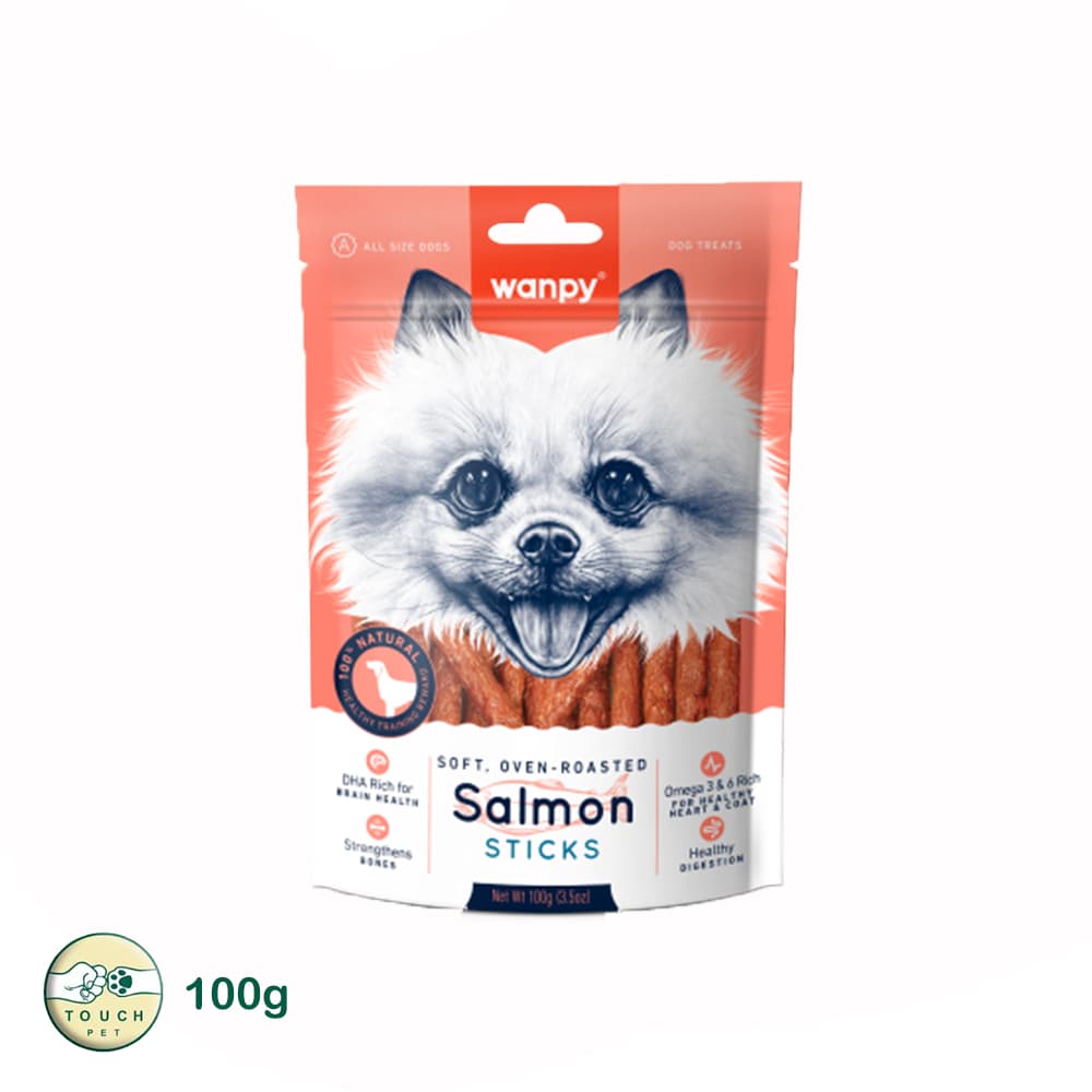 تشویقی سگ ونپی مدل مدادی با طعم سالمون Soft, Oven-roasted Salmon Sticks وزن ۱۰۰ گرم