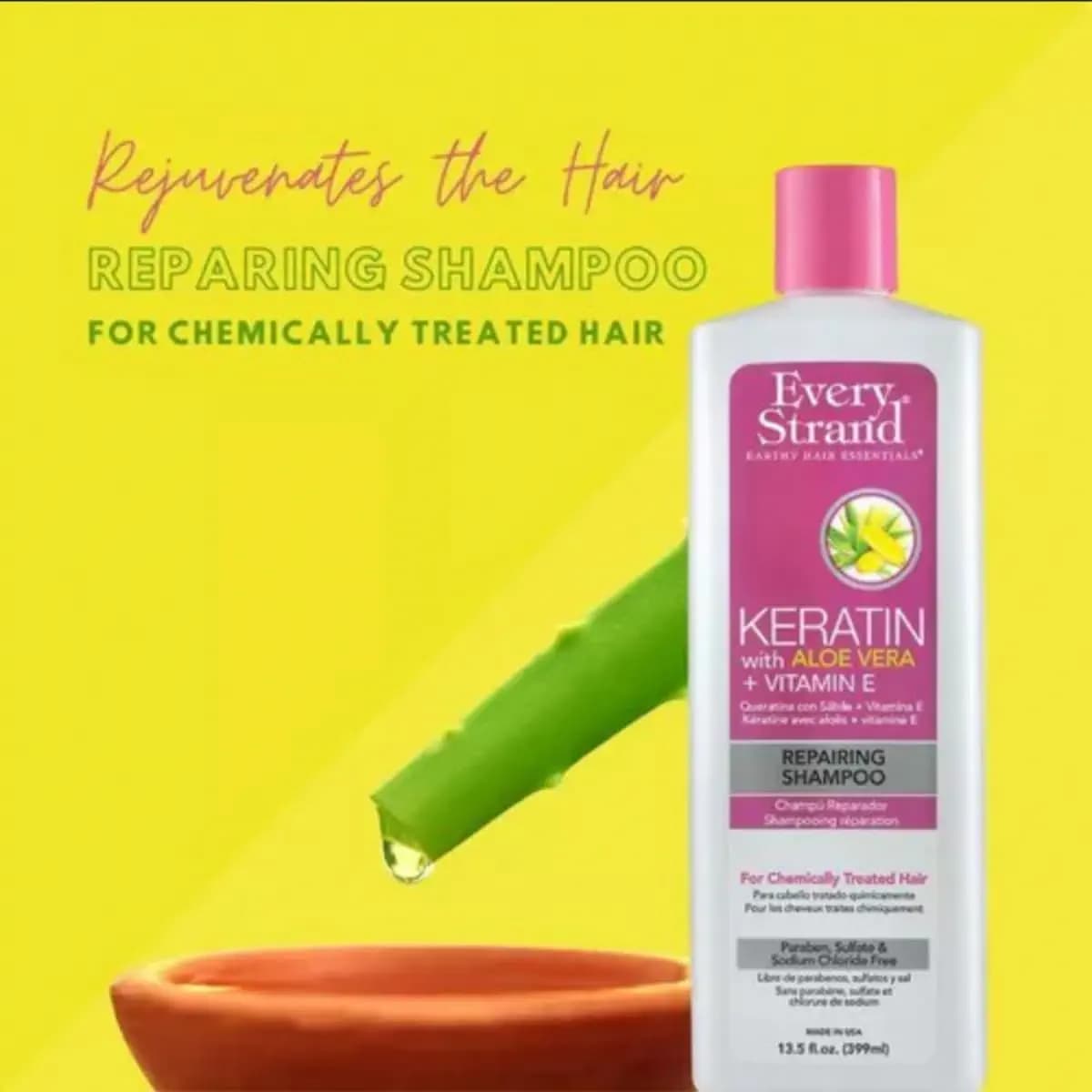 شامپو ترمیم کننده موهای کراتینه اوری استرند | EVERY STRAND Keratin Repairing Shampoo 399 ml — تصویر ۳