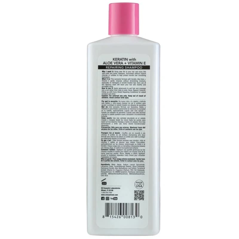شامپو ترمیم کننده موهای کراتینه اوری استرند | EVERY STRAND Keratin Repairing Shampoo 399 ml — تصویر ۴