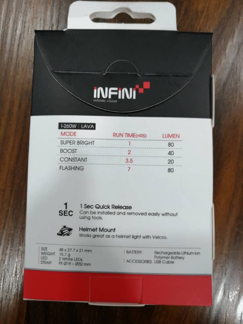 چراغ جلو دوچرخه INFINI مدل I-260W lava — تصویر ۵
