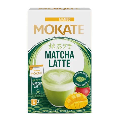ماچا لاته موکاته طعم انبه پک 6 ساشه ای Mokate Matcha Latte Mango 14gx6 — تصویر ۲