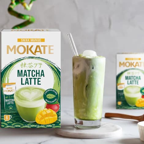 ماچا لاته موکاته طعم انبه پک 6 ساشه ای Mokate Matcha Latte Mango 14gx6 — تصویر ۴