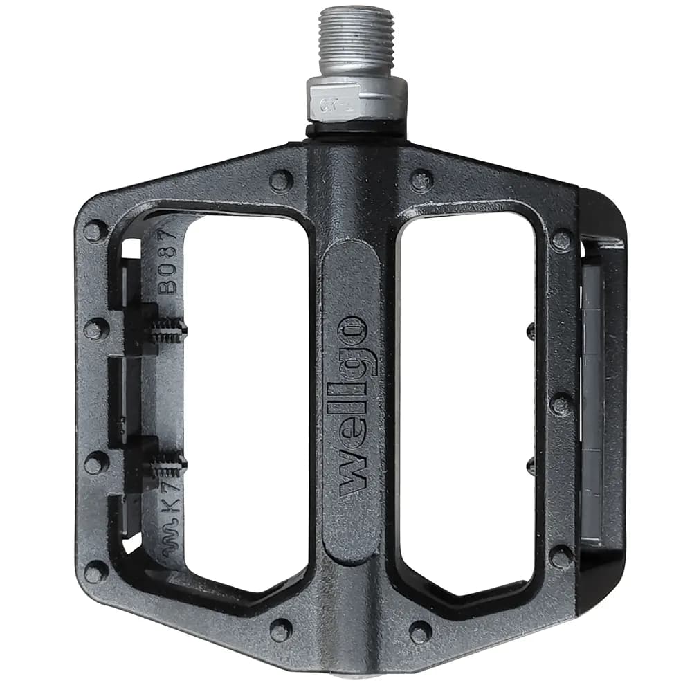 خرید پدال رکاب Wellgo B087B دوچرخه بلبرینگی آلومینیوم پهن میخ دار / Wellgo MTB / ATB B087B Platform Pedals / دوچرخه چند منظوره شهری گراول کوهستان کراس کانتری / ساخت تایوان / اصل با ضمانت ©️ کمتری — تصویر ۲