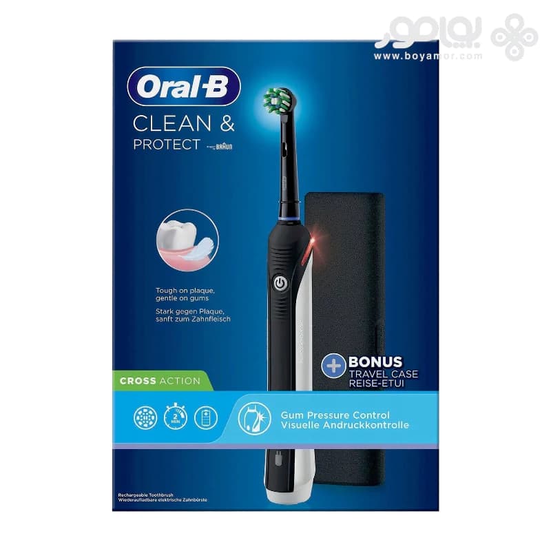مسواک برقی اورال بی CLEAN & PROTECT مدل CROSS ACTION با کیف مسافرتی