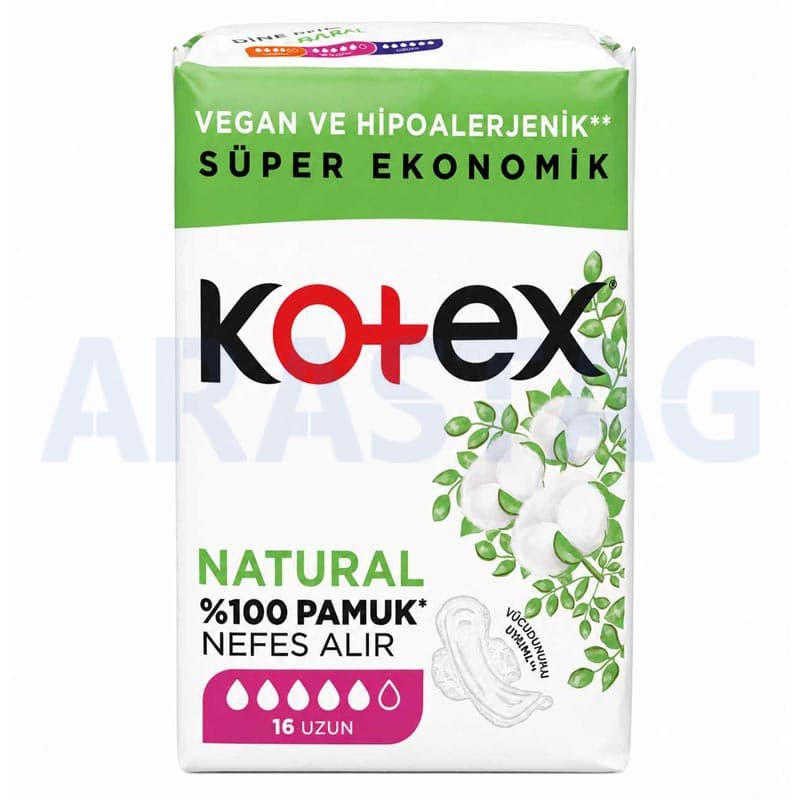 نوار بهداشتی کوتکس مدل NATURAL سایز بلند بسته 16 عددی — تصویر ۲