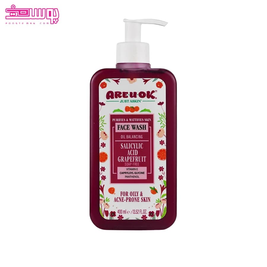 ژل شستشوی صورت پوست چرب و دارای آکنه آر یو اوکی حجم 400ml