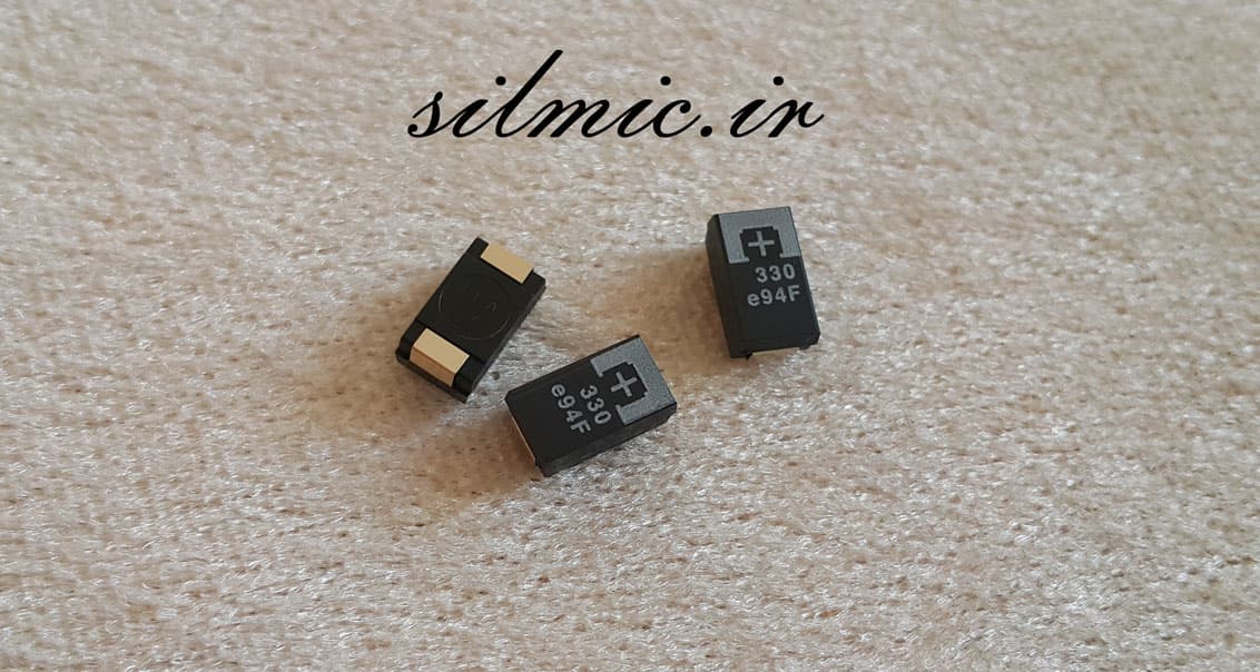 خازن پلیمر جامد تانتالیوم 330 میکرو فاراد 2.5 ولت super Low ESR ساخت SANYO