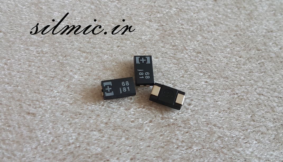 خازن پلیمر جامد تانتالیوم 68 میکرو فاراد 6.3 ولت Very Low ESR ساخت SANYO