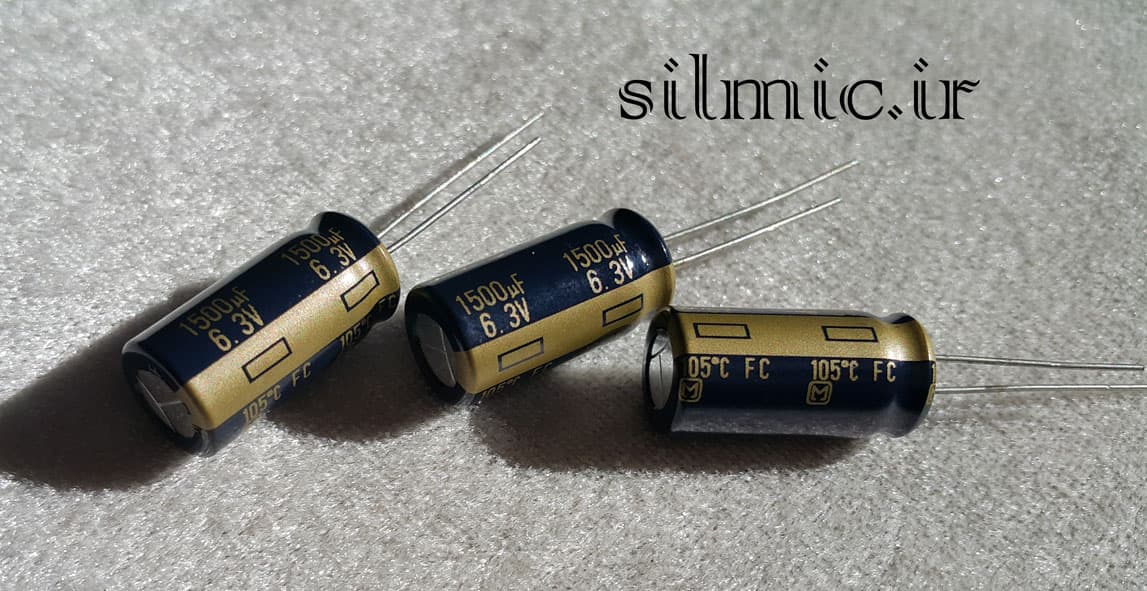 خازن های فای 1500 میکرو فاراد 6.3 ولت سری FC پاناسونیک سری آدیو low impedance