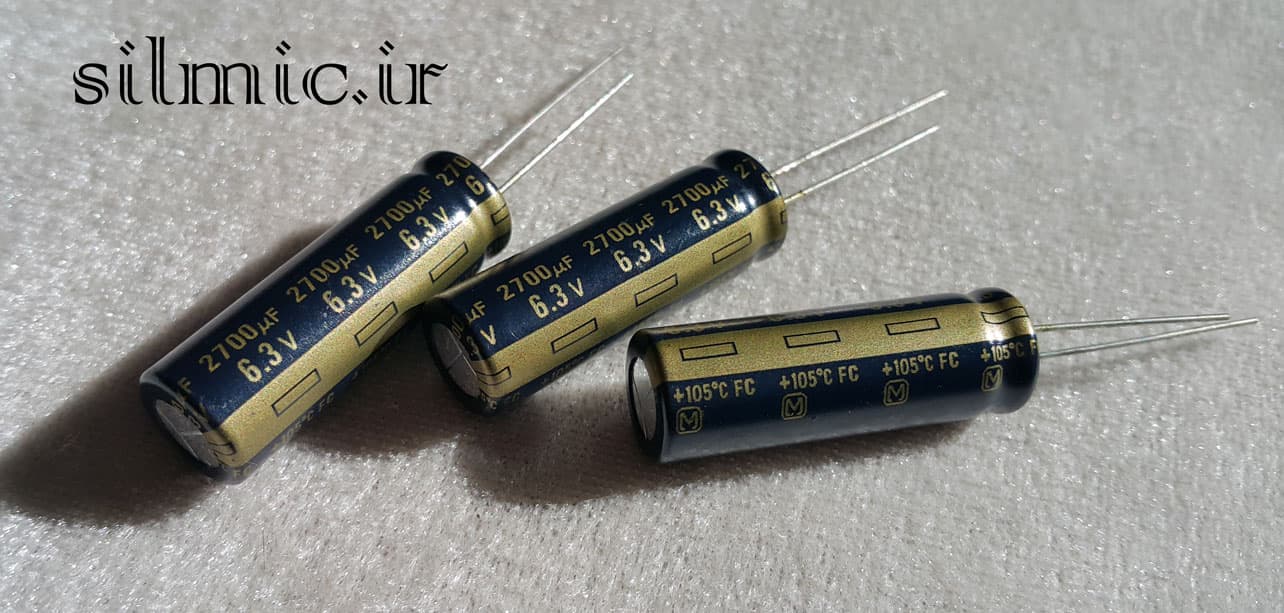 خازن های فای 2700 میکرو فاراد 6.3 ولت سری FC پاناسونیک سری آدیو low impedance