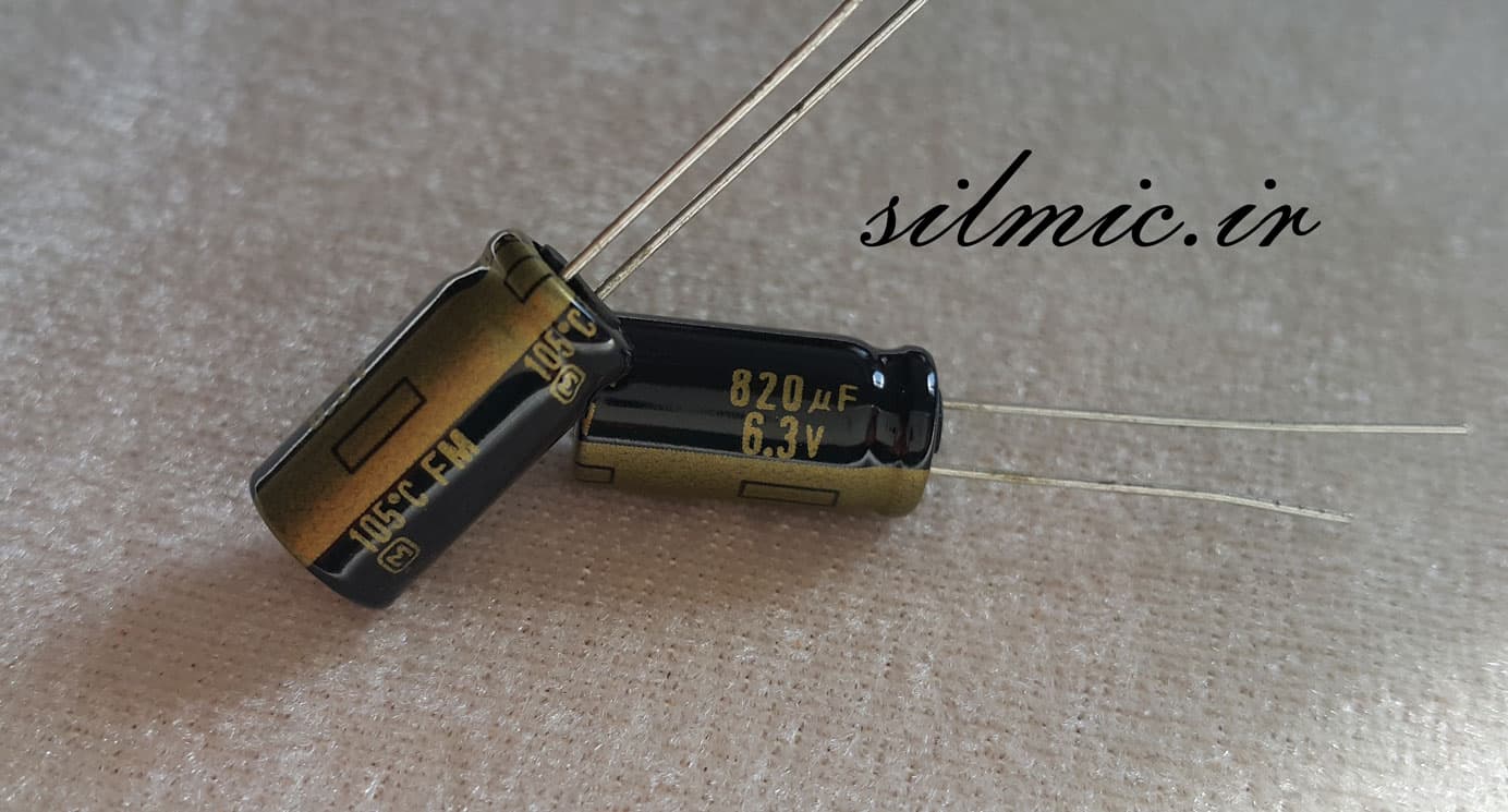 خازن های گرید 820 میکرو فاراد 6.3 ولت panasonic ژاپن سری fm با ultra low esr — تصویر ۲