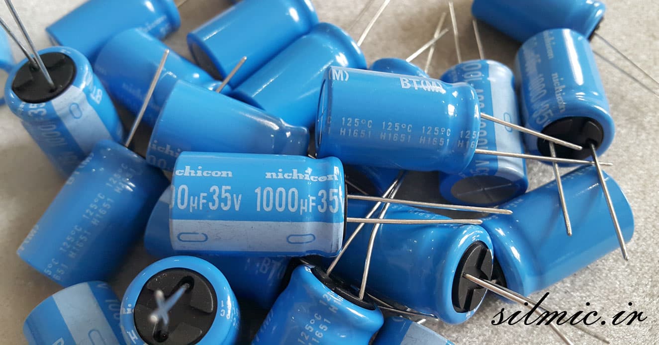 خازن دما بالای 1000 میکرو فاراد 35 ولت nichicon ژاپن سری BT با طول عمر بالا
