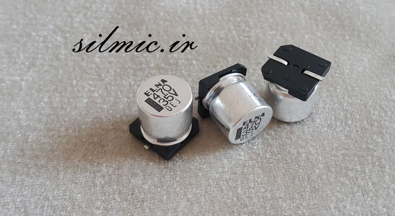 خازن 470 میکرو فاراد 35 ولت SMD ساخت ELNA ژاپن سری RVJ — تصویر ۲
