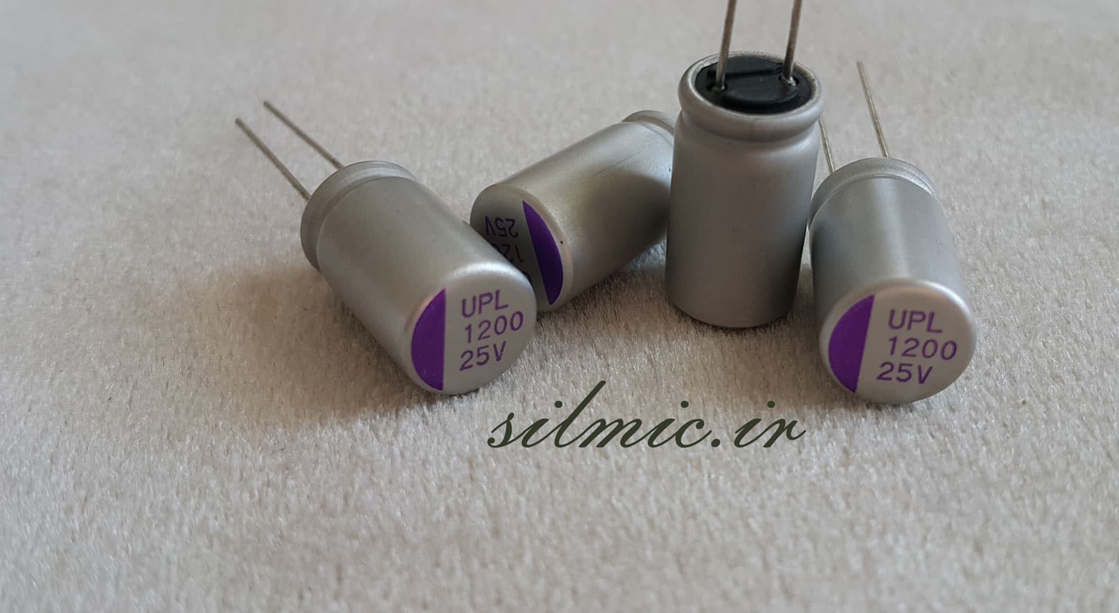 خازن جامد 1200 میکرو فاراد 25 ولت UNICON ژاپن UPL با دمای کاری 125 درجه