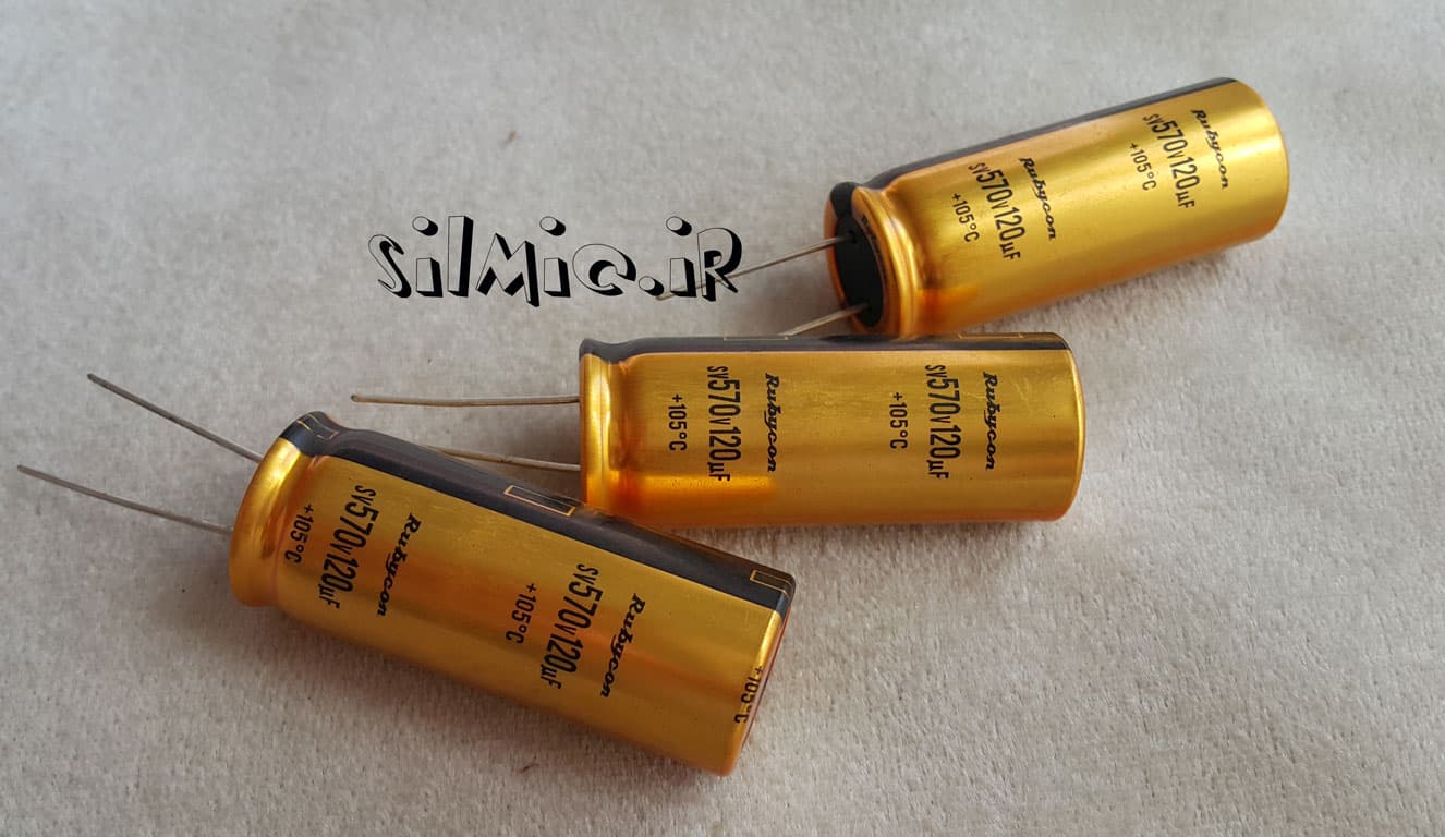خازن های فای 120 میکرو فاراد 570 ولت Rubycon ژاپن مناسب مدارات لامپی — تصویر ۲