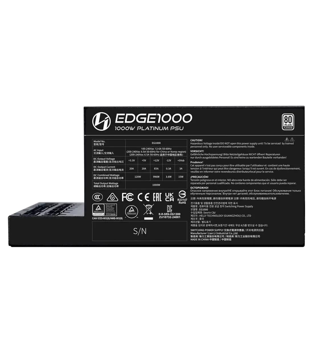 پاور 1200 وات لیان لی EDGE 1200 UK Black Full Modular — تصویر ۶