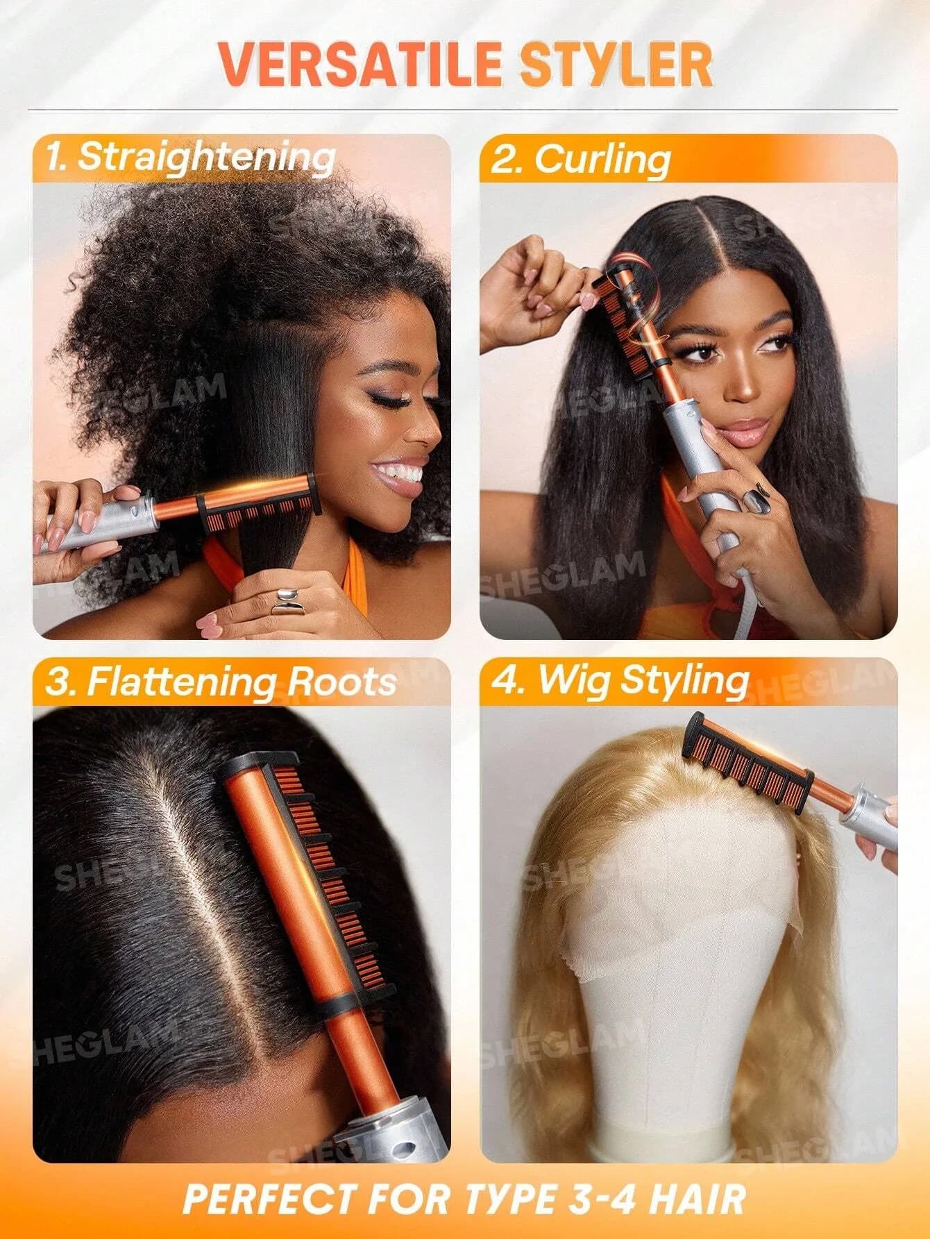 شانه حرارتی صاف کننده مو شیگلم مدل Anti-Burn Hot Comb — تصویر ۶