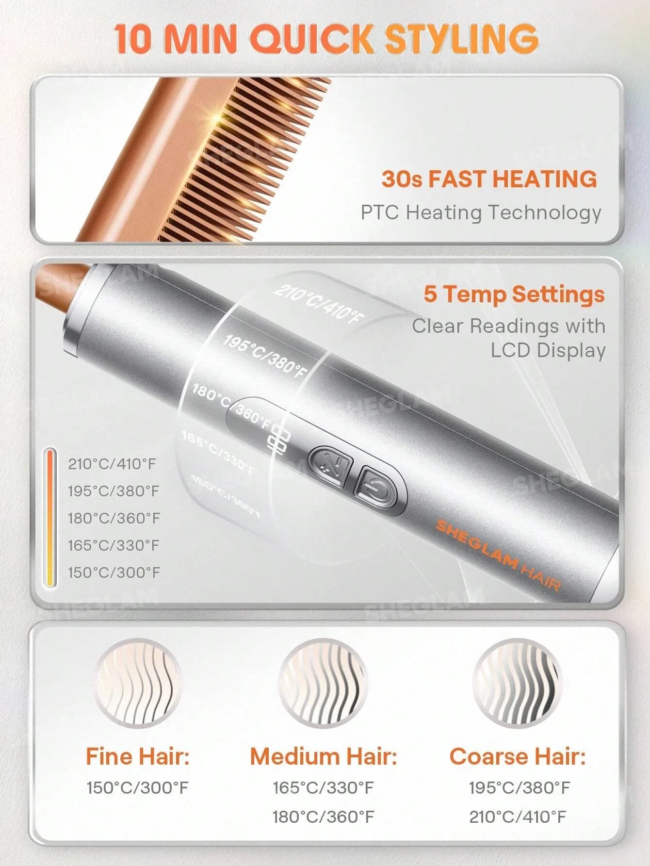 شانه حرارتی صاف کننده مو شیگلم مدل Anti-Burn Hot Comb — تصویر ۳