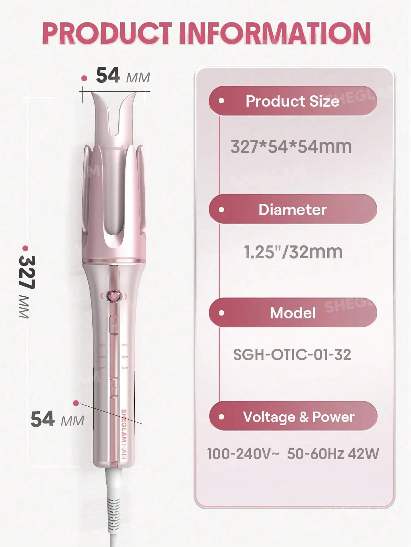 فر کننده اتوماتیک مو شیگلم مدل Cupid’s Charm One-Touch Instant Curler سایز 32 میلی متر — تصویر ۴