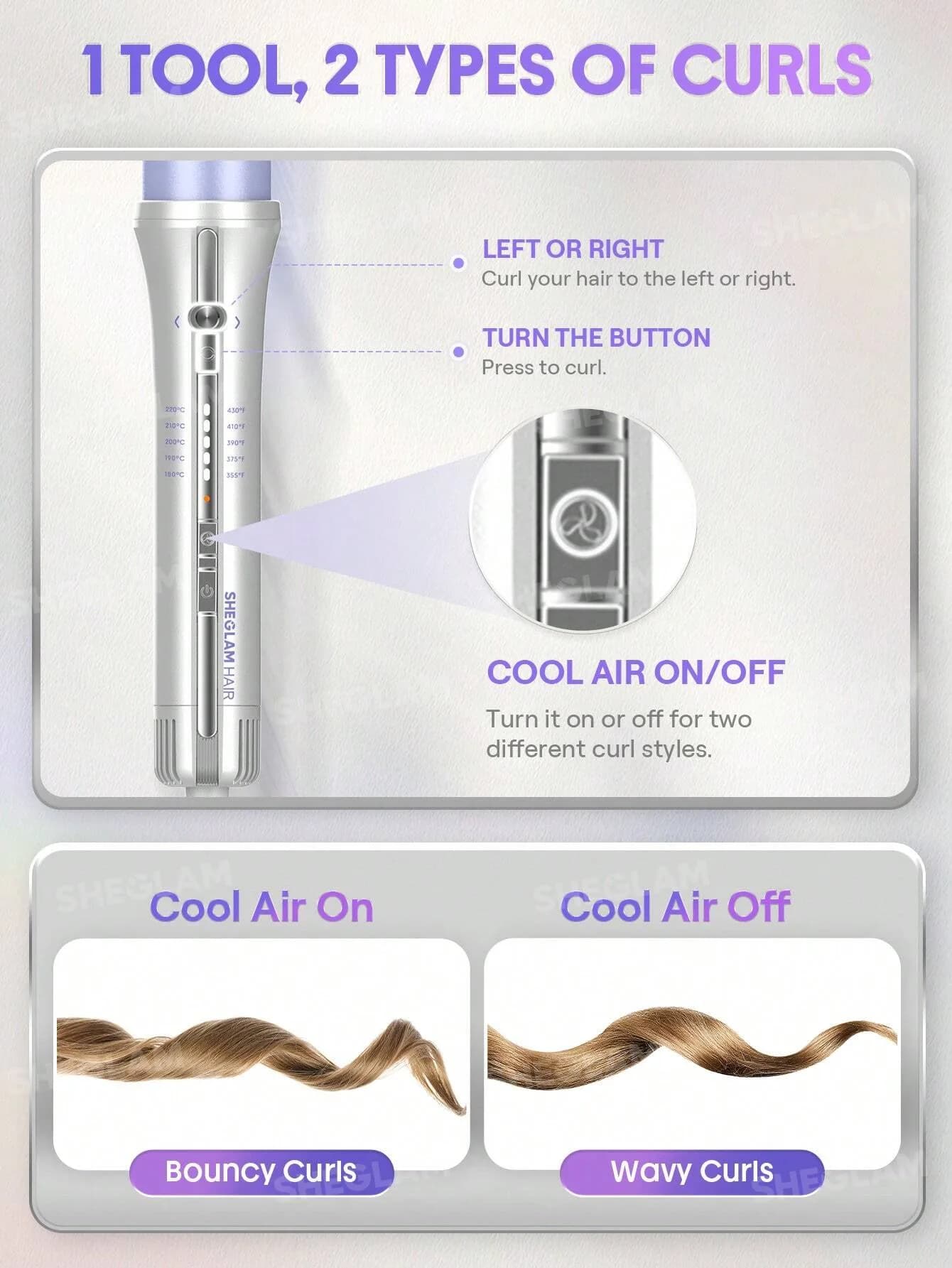 فر کننده اتوماتیک مو شیگلم مدل One Touch Airflow Styler Pro سایز 32 میلی متر — تصویر ۴