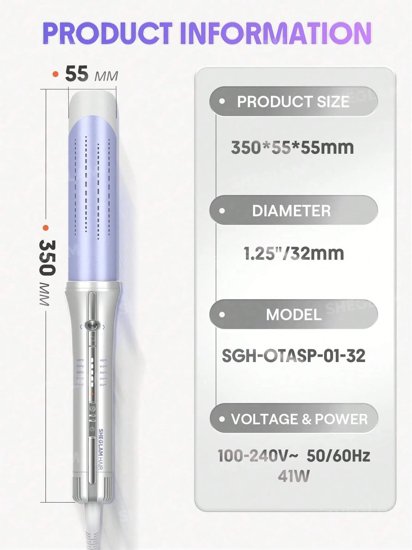 فر کننده اتوماتیک مو شیگلم مدل One Touch Airflow Styler Pro سایز 32 میلی متر — تصویر ۲